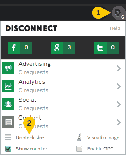 Add to the Whitelist in Disconnect